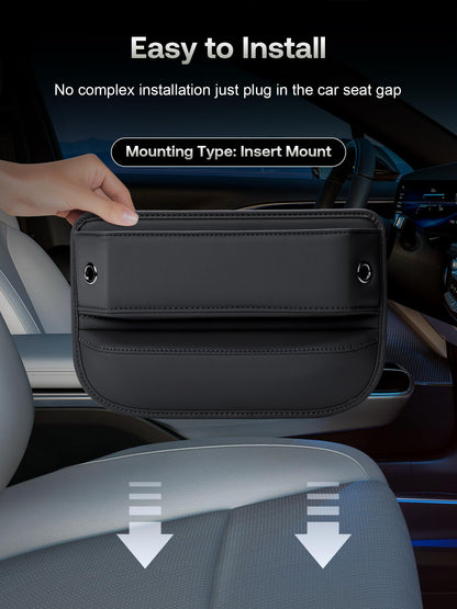 Car Seat Gap Filler Organizer Leather Black 1 Pack