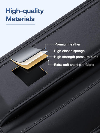 Car Seat Gap Filler Organizer Leather Black 1 Pack
